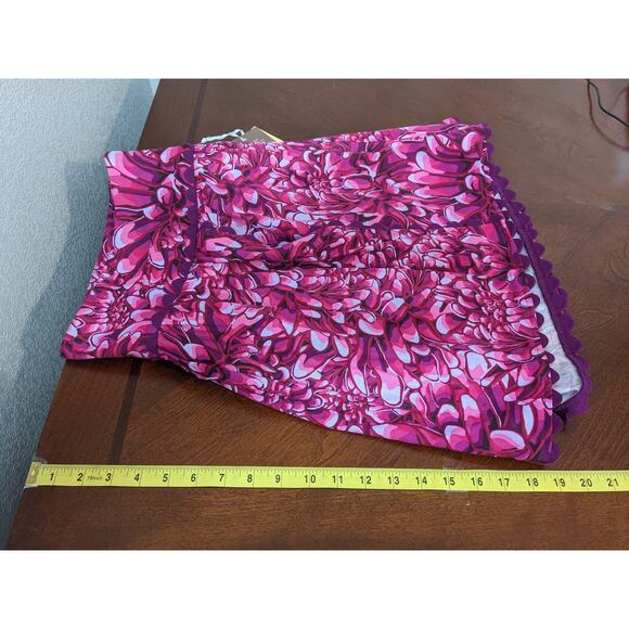 Kika Vargas Wrap Skirt 16W 18W Pink Mum Floral Scallop Edge Short Side Zip New - Picture 10 of 12